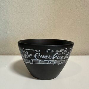Be Our Guest Black Bowl with Musical Note Design